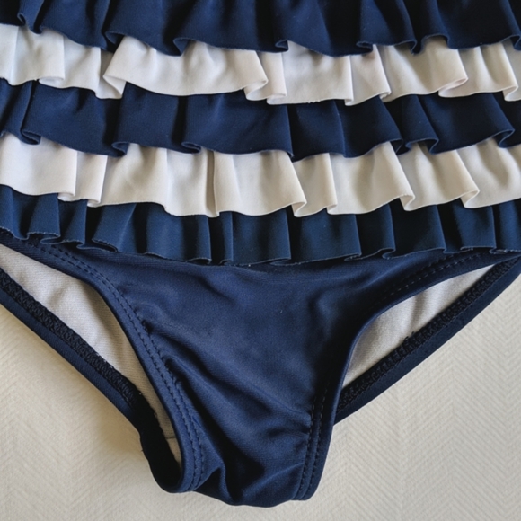 carter's striped tiered ruffle one piece swimsuit 6-9 months baby girl - Picture 3 of 7